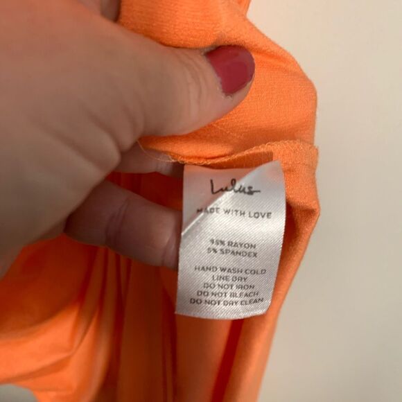 Lulu’s EUC orange V-neck slit leg maxi dress Size Small - Picture 5 of 5